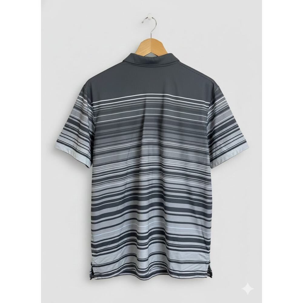 Nike Tennis Men’s Dri-Fit Gray Short Sleeve Striped Polo Shirt XL Athletic - Picture 2 of 4